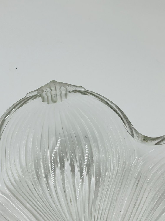 Image 1 of Art Deco molded glass dish with flower