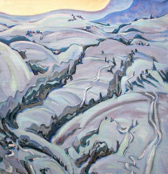 Original Oil Painting Landscape Mountain Patterns – Paintings & Drawings, Canvas (photo 3 of 5)