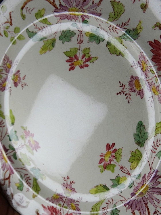 Image 1 of 4 antike Longchamp Daisy Dessertteller aus polychromem Steingut