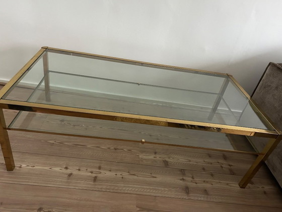 Image 1 of Hollywood Regency style coffee table in glass and gold