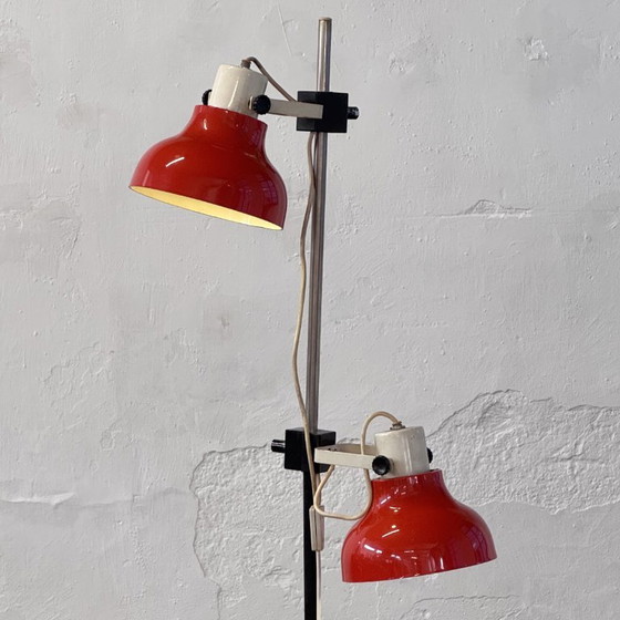 Lampada da terra vintage rossa a doppio faretto, anni '70 – Lampade da terra, Metallo (photo 2 of 9)