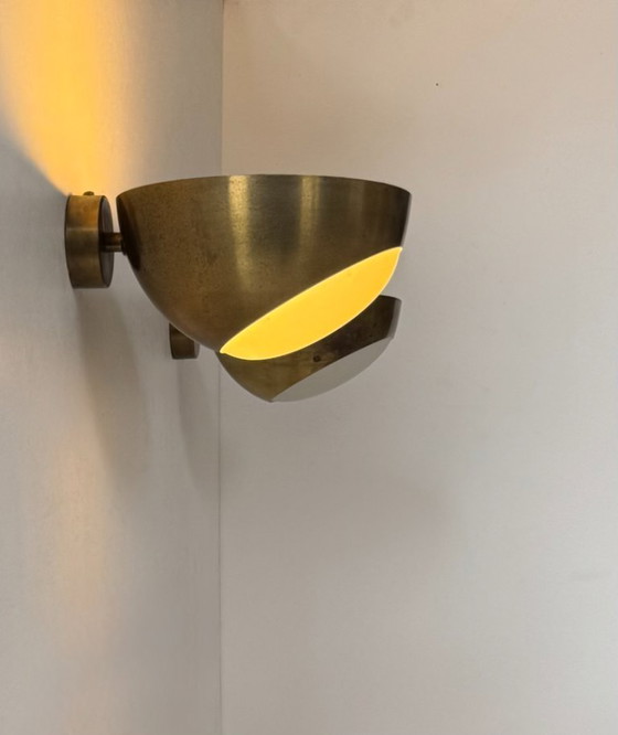 Image 1 of Coppia di applique vintage in ottone e vetro, Italia 1960