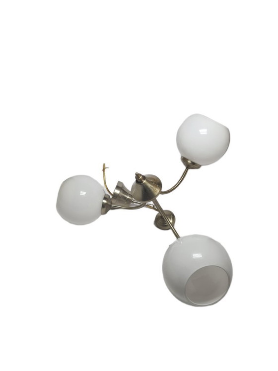 Lampadario in stile Art Déco, Polonia, anni '70 – Glass, Metal (photo 6 of 8)