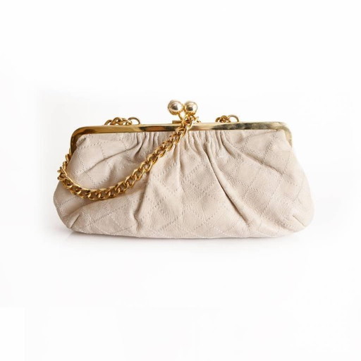 Daslu, pochette portafoglio in pelle trapuntata beige