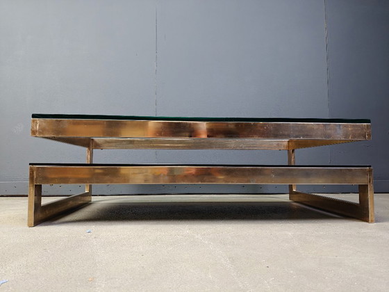 Image 1 of Table basse vintage à deux niveaux en belgochrom 23 carats, années 1970