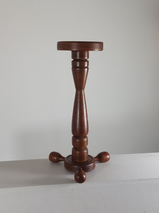 Gedrehte hölzerne Vintage Blumensäule 50er Jahre