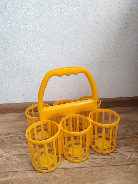 Image 1 of Portabottiglie vintage arancione giallo portabottiglie pladti