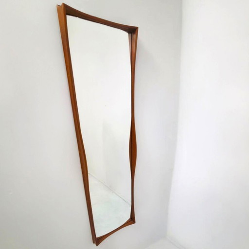 Vintage Deens design spiegel jaren 60 teak hout mid century