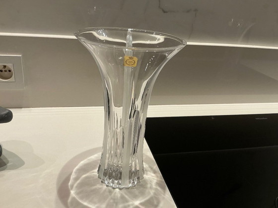 Zwei Kristallvasen, Transparent, Vintage (Foto 2 von 8)