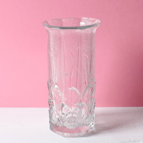 Image 1 of Mid-Century Textured Glass Vase: Fidenza Italian Leaf Pattern, 1970s