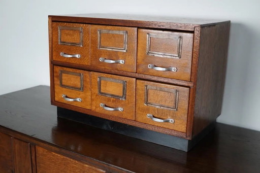 Small Dutch oak apothecary/filing cabinet, table model, circa 1940s