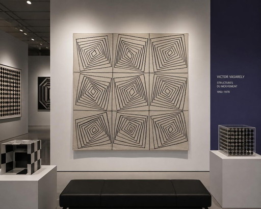 Tapiz Op Art de Victor Vasarely – Diseño geométrico de lana tejido a mano – vloerkleden en tapijten, Wool (photo 2 of 11)
