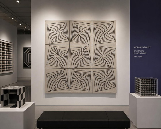 Tapiz Op Art de Victor Vasarely – Diseño geométrico de lana tejido a mano – Alfombras, Wool (photo 2 of 11)