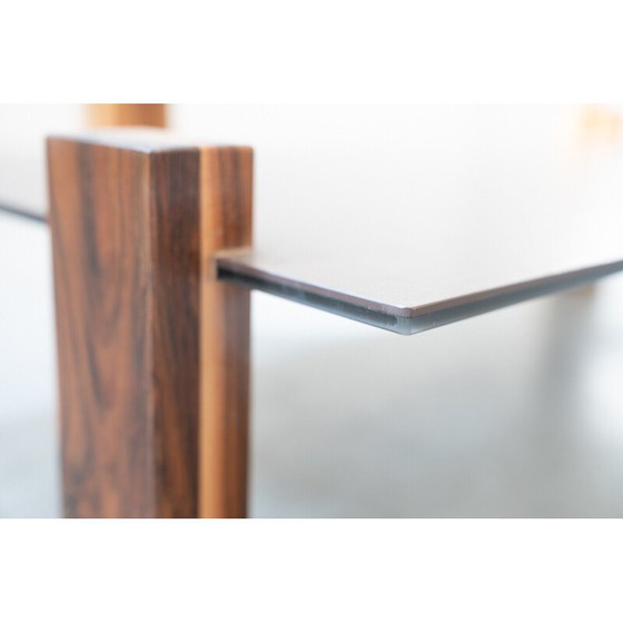 Image 1 of Vintage coffee table in ceramic glass and walnut, Italy 1970
