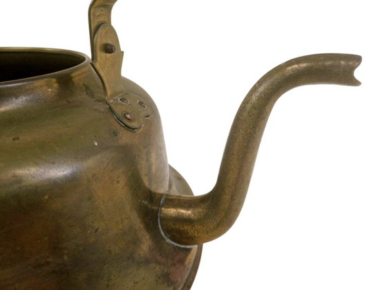 Image 1 of Vintage brass tea kettle with porcelain handle – country style