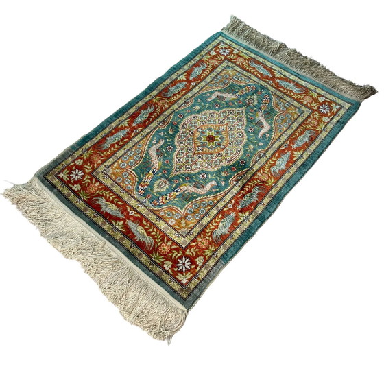 Image 1 of Vintage Turks Zijden Tapijt Hereke, 78 x 52 cm