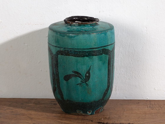 Antique tall turquoise green vase (c.1820) #30 (photo 38 of 40)