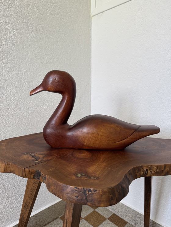 Image 1 of Vintage decoratieve houten eend