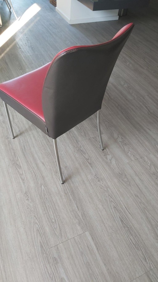 In Zeer Goede Staat Verkerende Design Eetkamerstoelen in Duoleer van Bert Plantagie – Leather, Metal