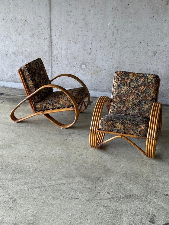 Image 1 of Set/2 Vintage rattan armchair by Rohé Noordwolde