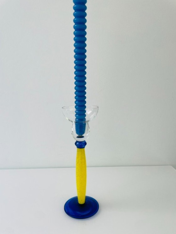 Image 1 of Candelabro vintage di design italiano in vetro Memphis x Murano.