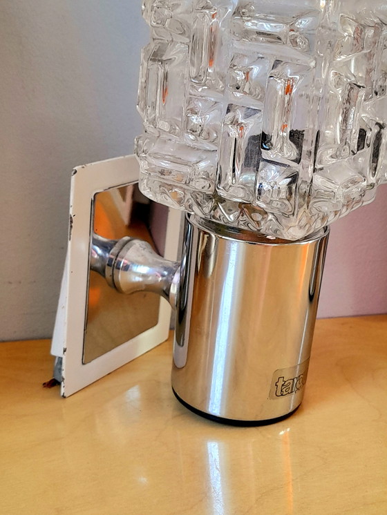 Image 1 of Pair of Targetti wall lights in glass and chromed metal, 1970