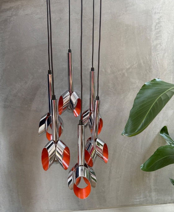 Design vintage - Lampe à suspension RAAK Amsterdam Tulip Cascade – Chrome (photo 2 of 15)