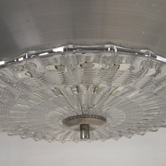 Image 1 of Vintage Lakro hanglamp met 9 ovalen glasplaatjes en 1 ronde glasplaat, jaren 70