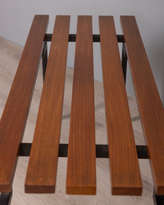 Image 1 of Vintage 1960s Teak Wood Bench with Italian Design