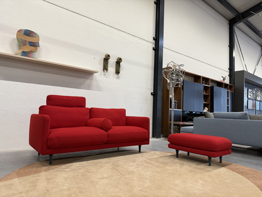 Pode Tweak Sofa 2x80 Inkl. Fußhocker Hallingdal Stoff Rot