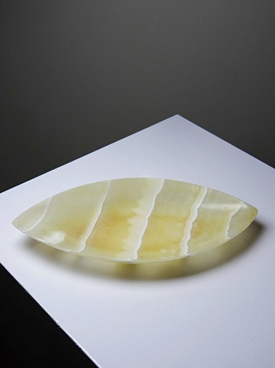 Image 1 of Vintage handcrafted trinket tray in natural Egyptian alabaster, 1960s-1970s
