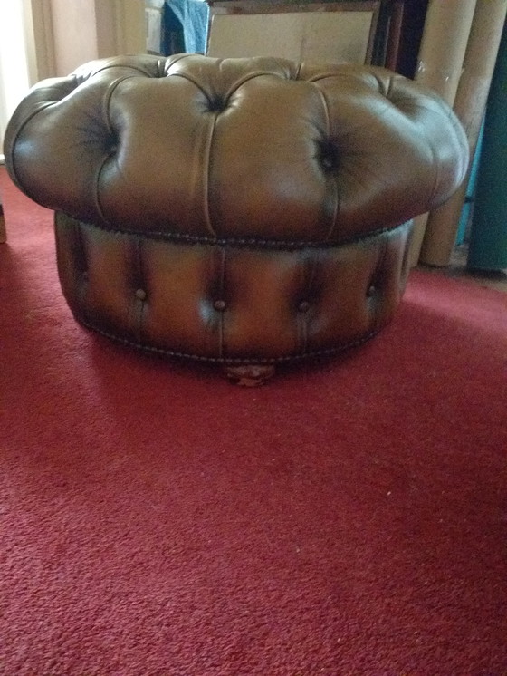 Image 1 of Vintage Chesterfield mushroom poef
