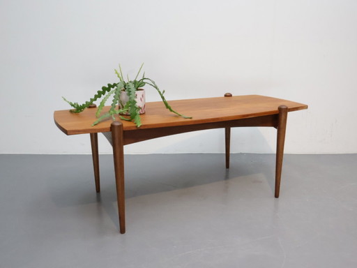 Vintage Couchtisch / Teak Formica / oval / wendbare Platte