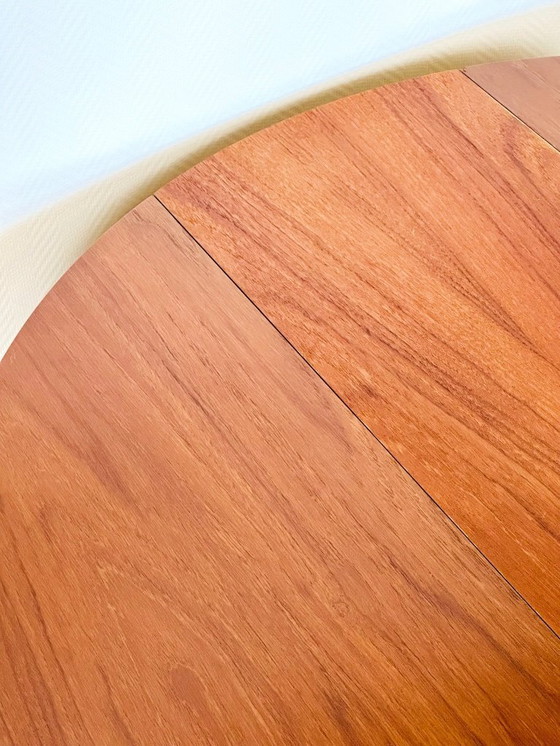Image 1 of Tavolo da pranzo rotondo pieghevole in teak scandinavo, 1960