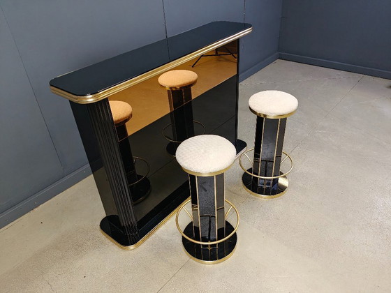 Image 1 of Hollywood Regency-bar met krukken, jaren 70 - Italië