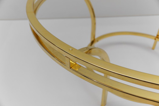 Image 1 of Round Double Frame Gilt and Smoked Glass Coffee Table, 1970s