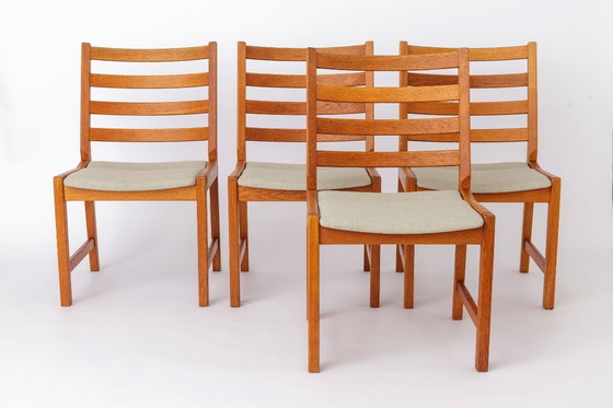 Image 1 of Set of 6 Kurt Østervig Oak Dining Chairs for KP Møbler, Danish Mid Century Chairs 1960s, Arm & Side Chairs