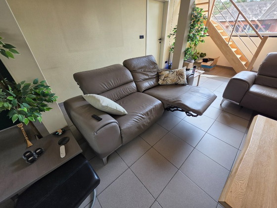 Image 1 of Musterring Leder-Wohnzimmergarnitur – hochwertiges Sofa – 2-teilig – mit Liegefunktion