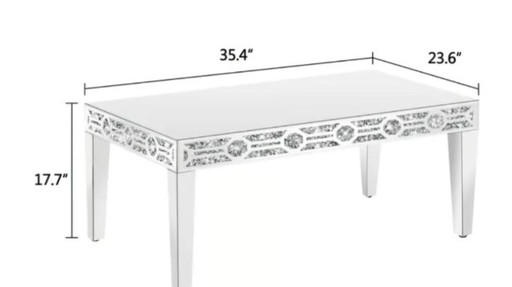 Tavolino da caffè moderno con specchio e intarsi in cristallo, nuovo di zecca - Spedizione FedEx gratuita!