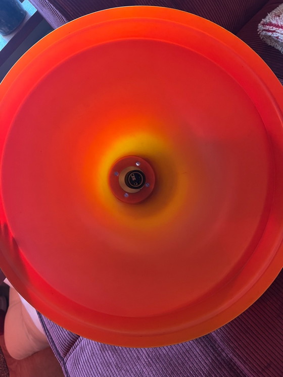 Orange and brass 70’s lamp / 45 cm diameter – Pendant lamps, Plastic (photo 5 of 5)