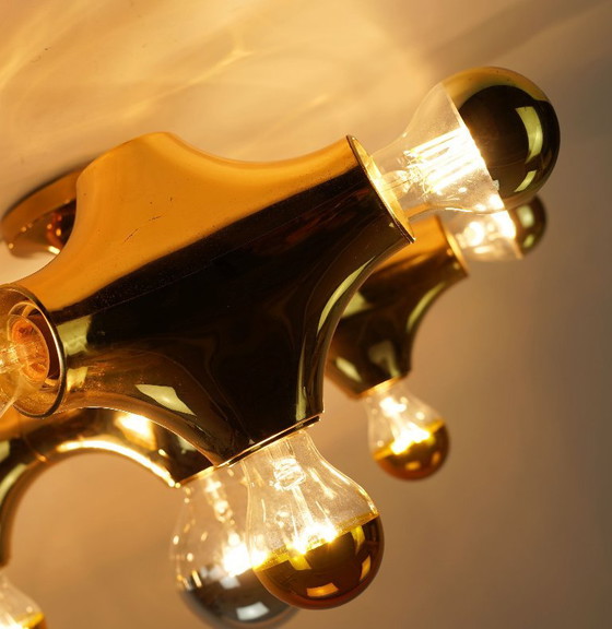 Cosack Gemini Space Age plafondlamp - goudkleurig plastic - Sputnik plafondlamp - jaren 70. – Plafondlampen (photo 8 of 20)