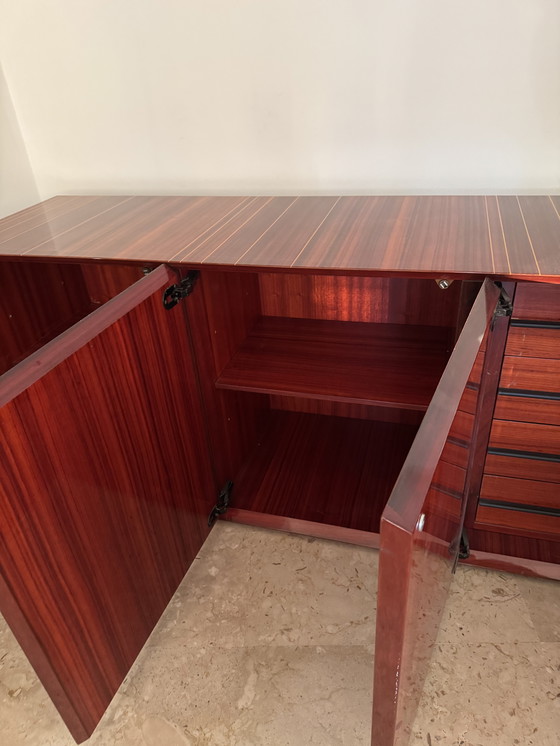 Image 1 of Monumental Rosewood Sideboard Zebrawood Lacquered Mid-Century Design 1970