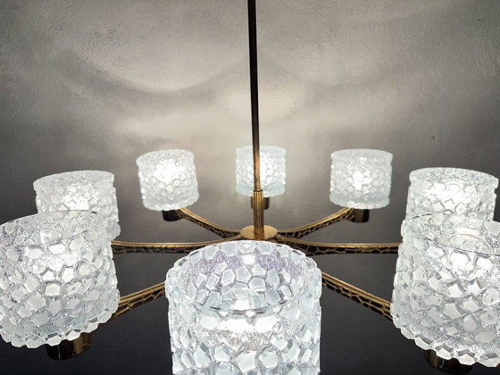 Vintage Brutalistische Kroonluchter – Glass, Metal (photo 12 of 15)