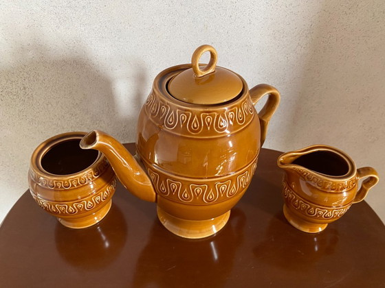 Vintage Pagnossin Treviso Tea & Coffee Service 21 Pieces, 1970s – Caramel Brown Earthenware – Crockery (photo 8 of 11)