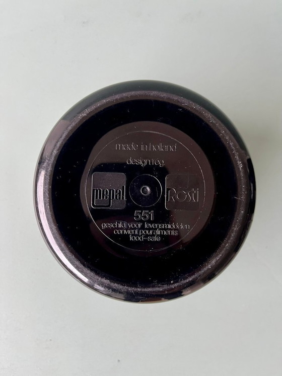 Image 1 of 3x Rosti Mepal blikken doos, vintage theeblik, koffieblik, suikerpot, jaren 70/80, postmodern servies