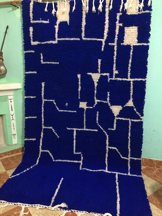 Handgemaakt blauw Marokkaans tapijt 2,5 x 1,5 m + 4 gratis kussens als cadeau – Vloerkleden en tapijten, Wool (photo 9 of 9)