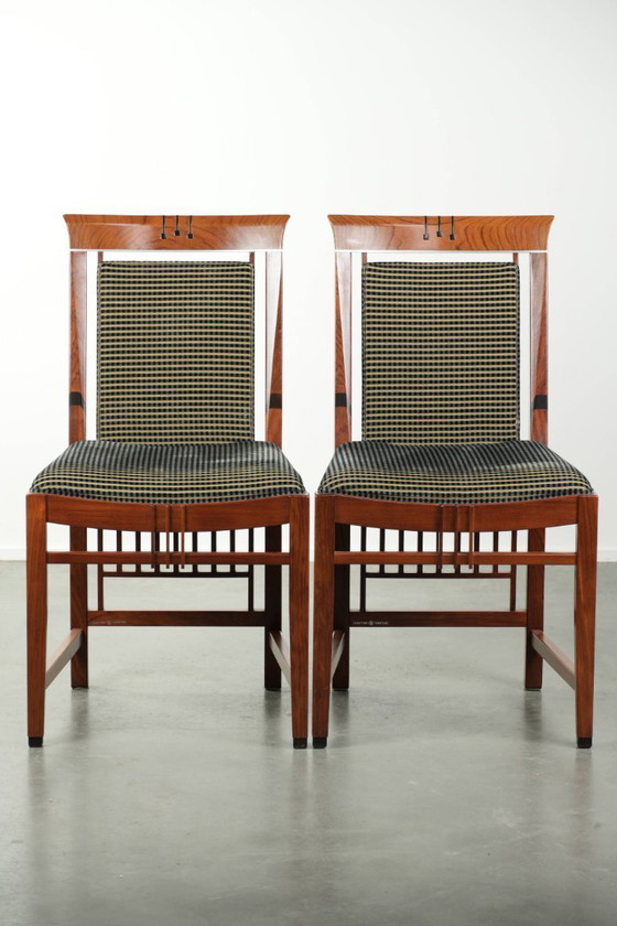 Image 1 of 4 x Art Deco design Schuitema eetkamerstoel met houten frame en luxe stoffen bekleding uit de Decoforma serie