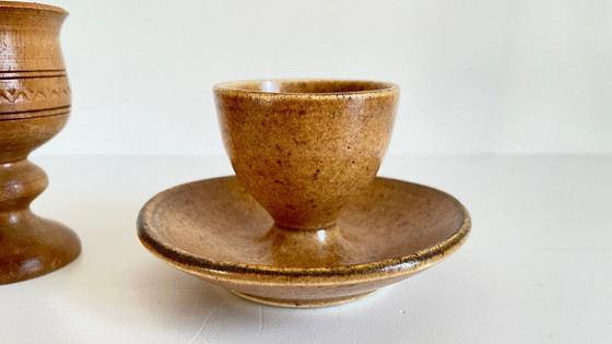 Image 1 of Portauova vintage in ceramica e legno