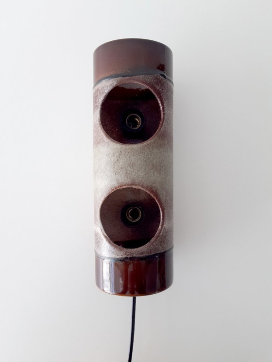 Image 1 of Lampada da parete vintage in ceramica e terracotta, stile Fat Lava della Germania Ovest, lampada da parete retrò in ceramica, la