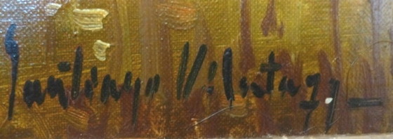 Image 1 of S. Vilata: Oil “At the beginning of summer”. Vintage 70s